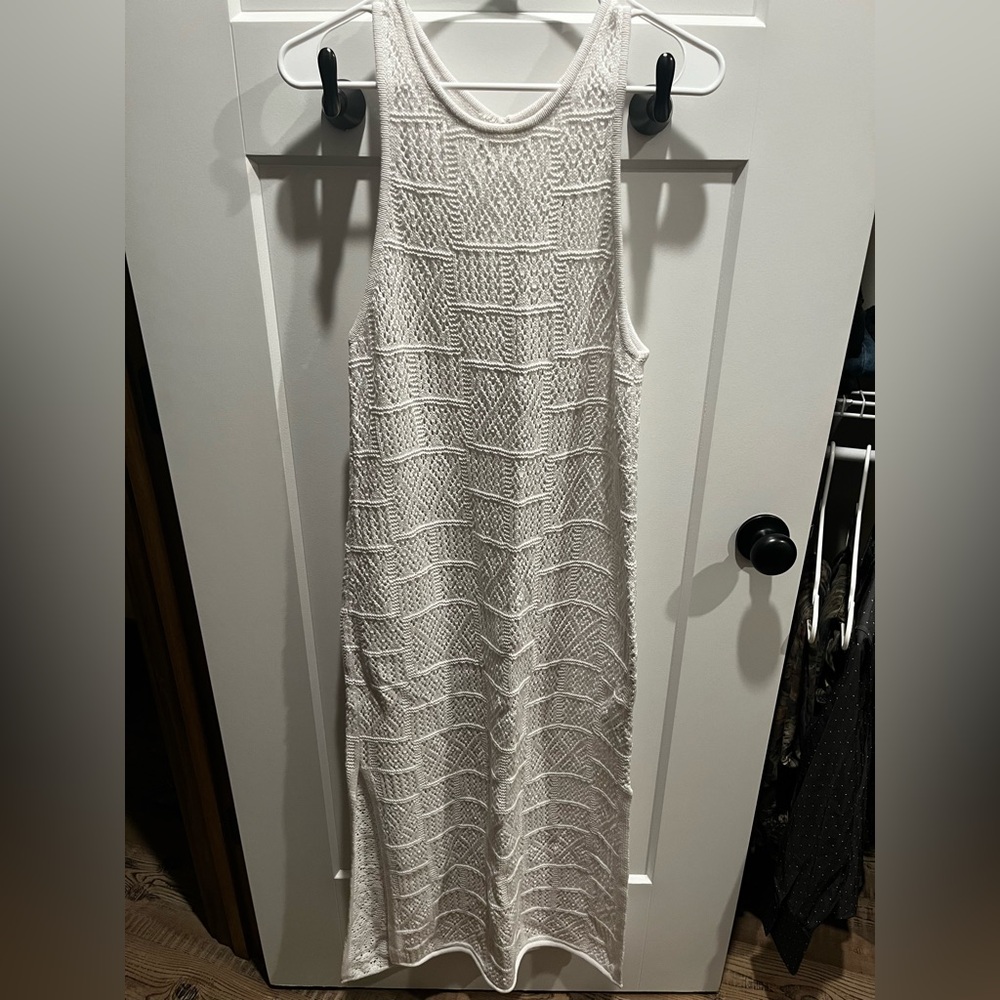 Aerie Textured Cream Midi Dress